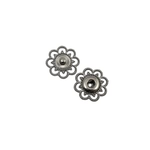 TK209 Trykknapp Blomst 20mm Sort 4253